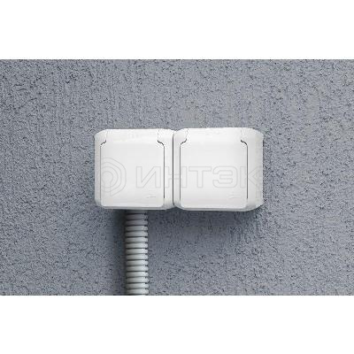 Розетка 2-м ОП Quteo 16А IP44 250В 2х2P+E с заземл. защ. шторки с крышкой бел. Legrand 782323 изображение, фото