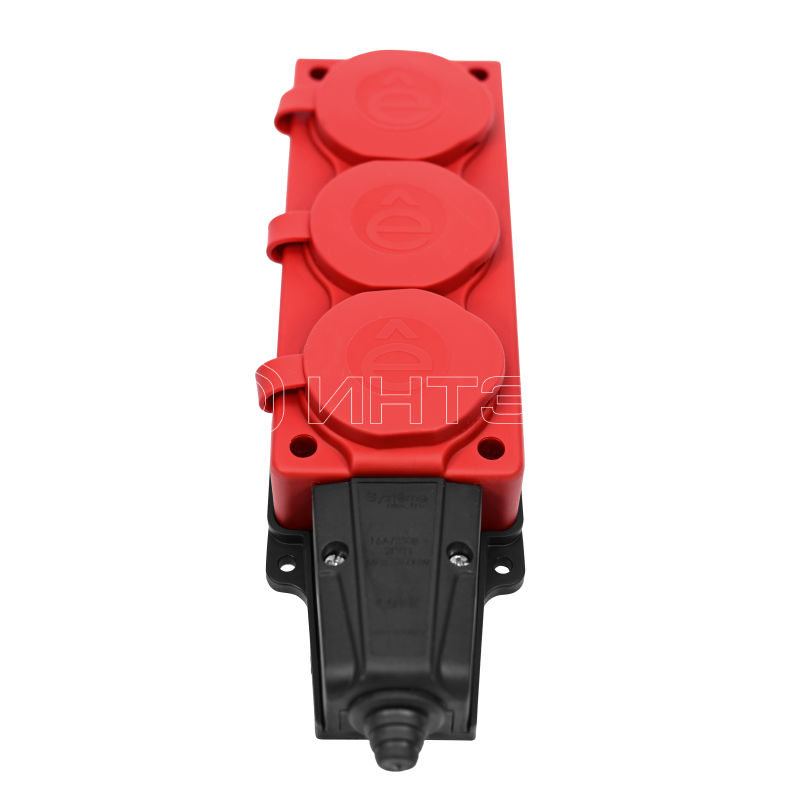 Колодка удлинителя 3-м 16А IP44 MultiSet 2P+E 250В каучук красн. Systeme Electric MST4123RD изображение, фото