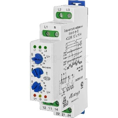 Реле контроля напряжения 3ф РКН-3-15-15 УХЛ4 AC 230В/AC 400В 4-х проводная схема включения задержка срабатывания 0.1...10с ток контактов исполнит. реле 8А 2п Меандр A8302-16933945 изображение, фото