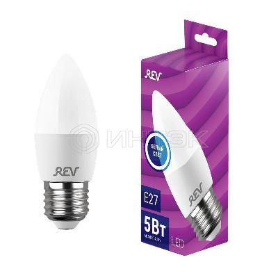 Лампа светодиодная 5Вт C37 свеча 4000К нейтр. бел. E27 420лм 180-240В REV 32274 0 изображение, фото