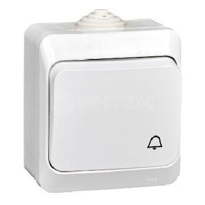Выключатель кнопочный 1-кл. ОП Этюд 10А IP44 10AX с самовозвратом бел.  Systeme Electric KA10-041B изображение, фото