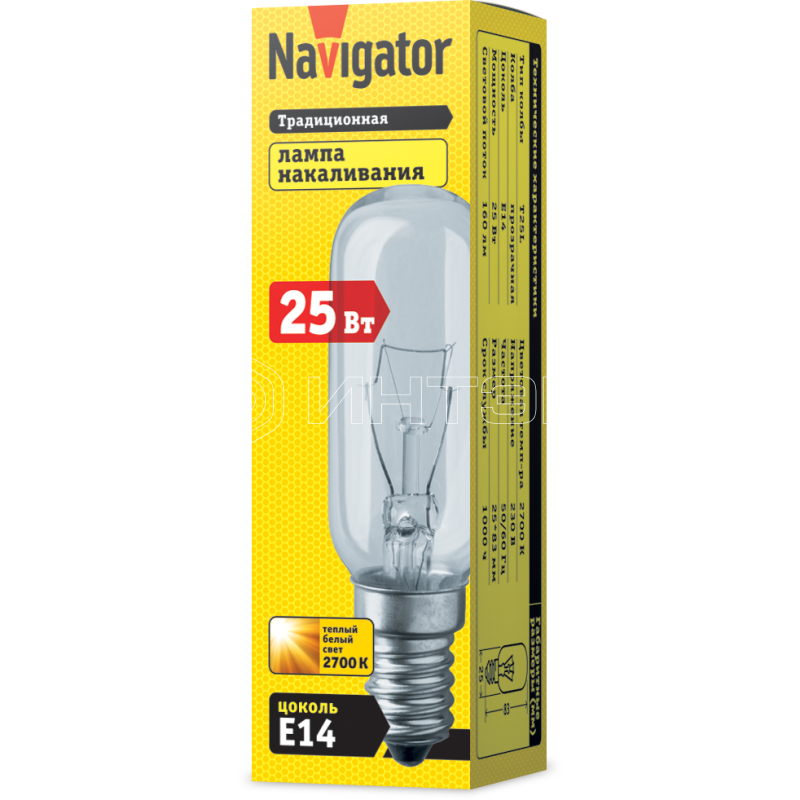 Лампа накаливания 61 205 NI-T25L-25-230-E14-CL Navigator 61205 изображение, фото