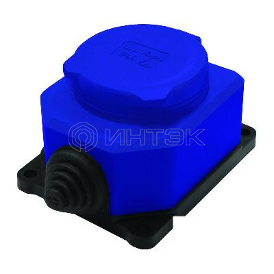 Розетка настенная 1-м 1ф "КОМПАКТ" с загл IP44 16А каучук синий UNIVersal 3047 изображение, фото