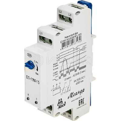 Реле контроля напряжения 3ф ЕЛ-11М-15 УХЛ4 AC 400В задержка срабатывания 01...10с ток контактов исполнит. реле 8А 2п Меандр A8302-16933174 изображение, фото