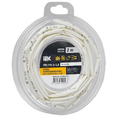 Трубка термоусадочная ТТУ нг-LS 3/1.5 бел. (уп.2м) IEK UDR12-003-D15-002-K01-T изображение, фото
