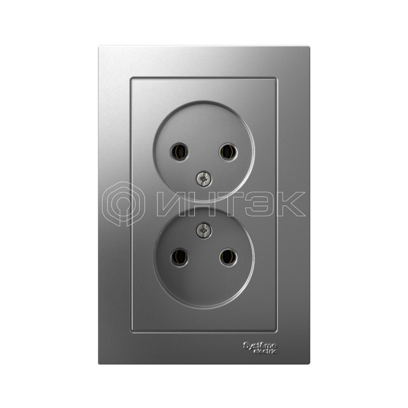 Розетка 2-м СП AtlasDesign 16А IP20 без заземл. в сборе сталь  Systeme Electric ATN000920 изображение, фото