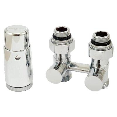 Комплект узла нижнего подкл SCHLOSSER прямой STANDARD 3/4quot; (хром) с термоголовкой М30х1,5, ниппеля 1/2quot;Х3/4quot; изображение, фото