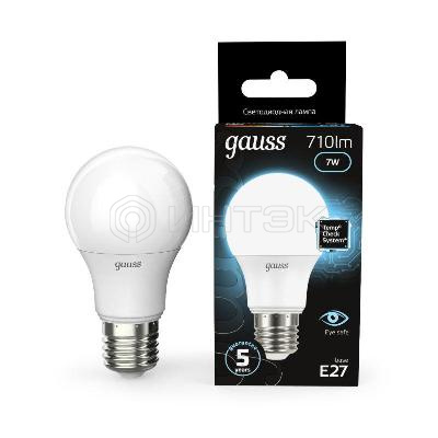 Лампа светодиодная Black 7Вт A60 грушевидная 4100К нейтр. бел. E27 710лм GAUSS 102502207 изображение, фото