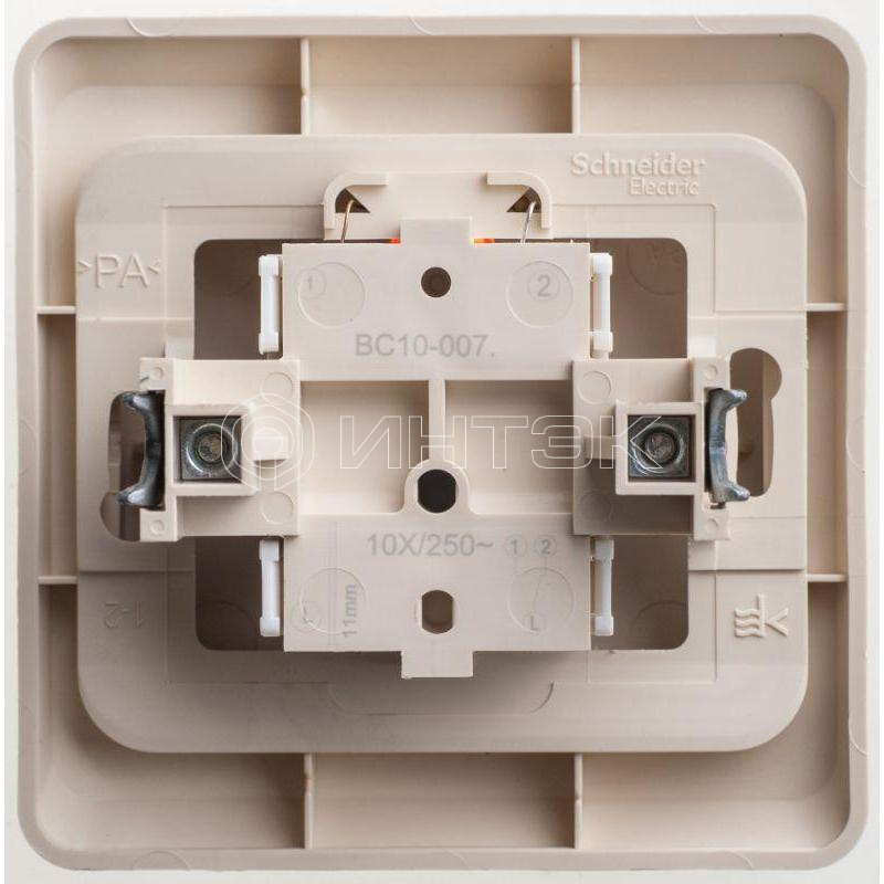 Переключатель проходной 1-кл. СП Этюд 10А IP20 с подсветкой крем. Systeme Electric BC10-007K изображение, фото