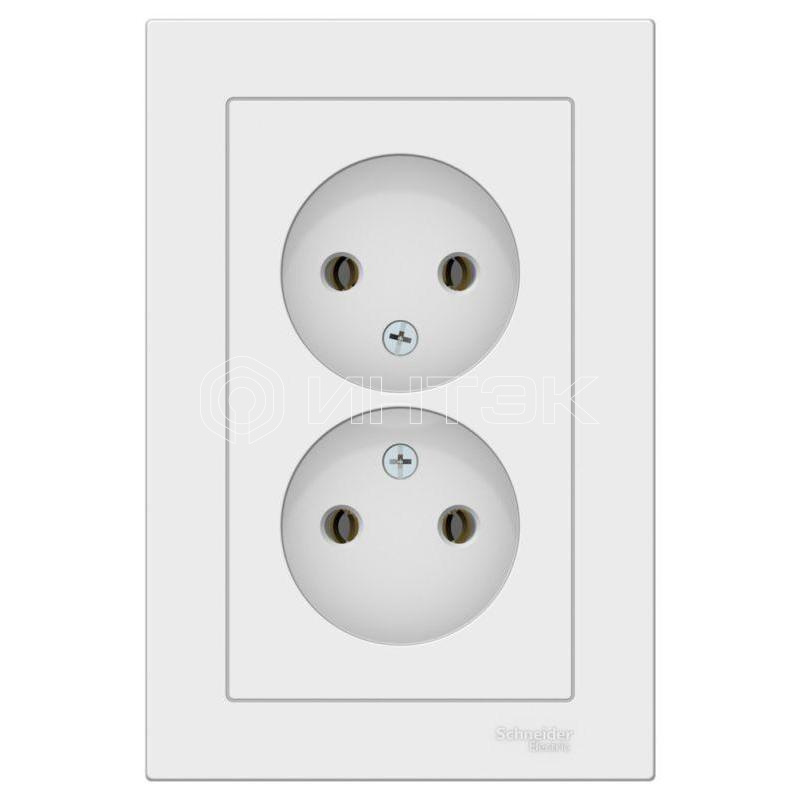 Розетка двойная AtlasDesign без заземл.16А в сборе лотос Systeme Electric ATN001320 изображение, фото