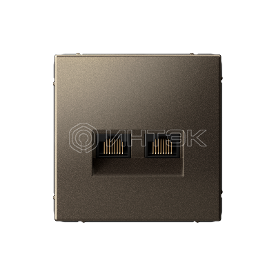 Розетка компьютерная 2-м ArtGallery RJ45 + RJ45 кат.5E механизм мокко Systeme Electric GAL000685 изображение, фото