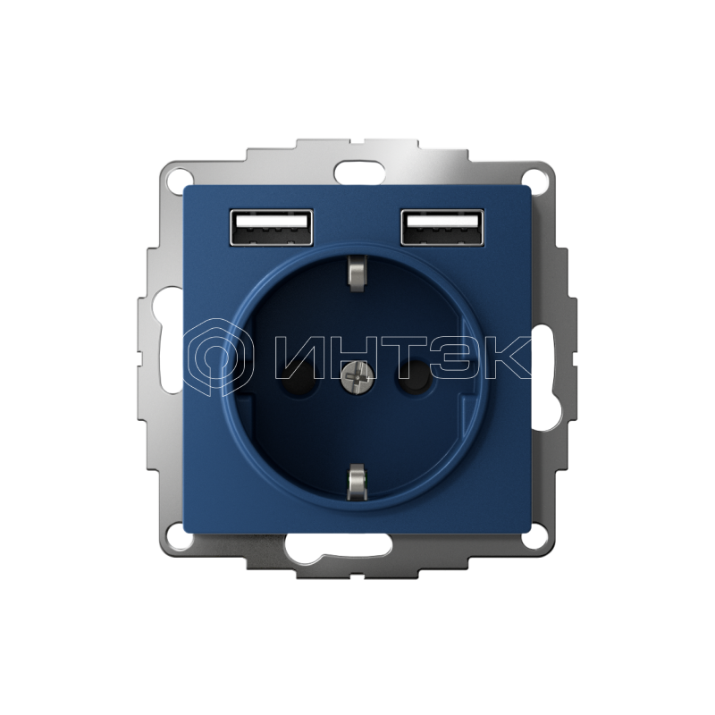 Розетка AtlasDesign 16А с 2-мя заряд. устройствами USB тип A+A 5В/2.4А 2х5В/1.2А механизм аквамарин Systeme Electric ATN001130 изображение, фото