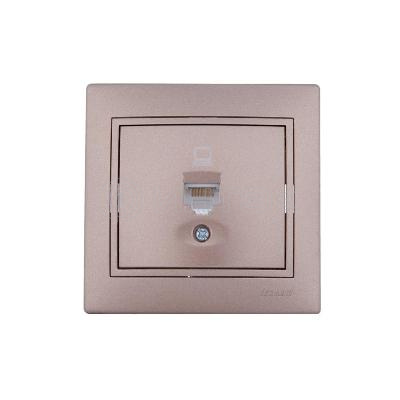 Розетка компьютерная 1-м СП Mira RJ45 16А IP20 со вставкой свет. корич. перламутр. LEZARD 701-3131-139 изображение, фото
