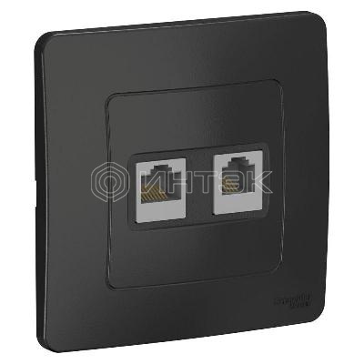 Розетка компьютерная + телефонная 2-м СП Blanca RJ45 кат.5E + RJ11 антрацит Systeme Electric BLNIS045116 изображение, фото