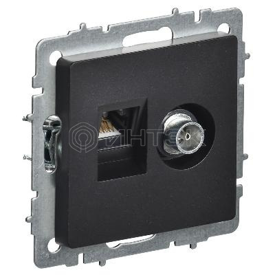Розетка компьютерная + телевизионная 2-м Brite РТВ/РК12-БрЧ RJ45 кат.5E + TV механизм черн. IEK BR-AK20-1-K02 изображение, фото