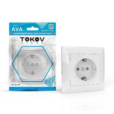 Розетка 1-м СП AVA 16А IP20 с заземл. защ. шторки в сборе бел. TOKOV ELECTRIC TKL-AV-R1FZSF-C01 изображение, фото