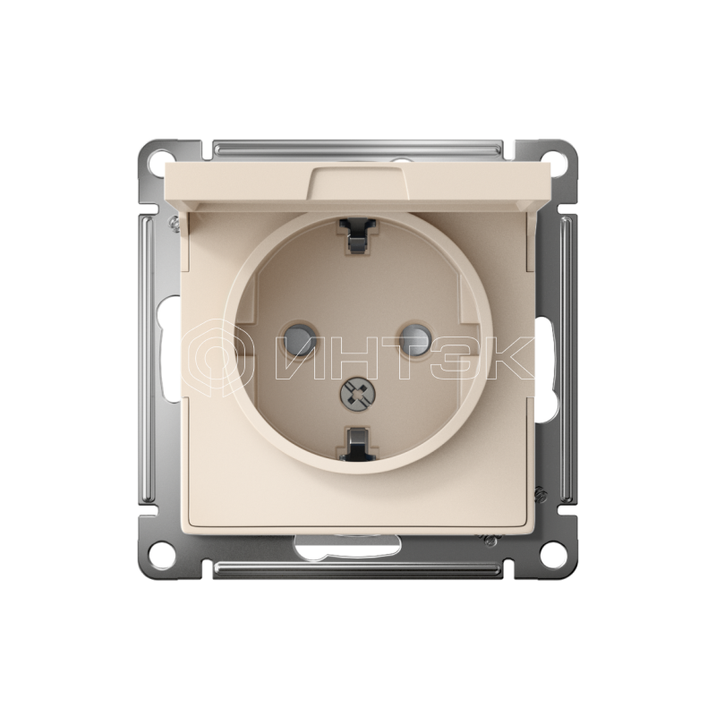 Розетка 1-м СП AtlasDesign 16А IP20 с заземл. защ. шторки с крышкой механизм беж.  Systeme Electric ATN000246 изображение, фото