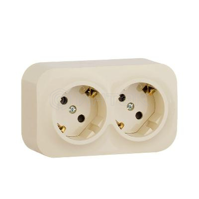 Розетка 2-м ОП Quteo 16А IP20 250В 2х2P+E с заземл. защ. шторки сл. кость IEK 782267 изображение, фото