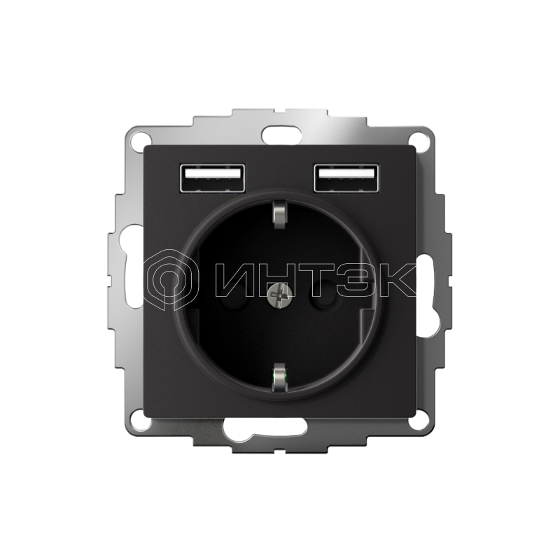 Розетка 1-м СП AtlasDesign 16А IP20 с 2-мя заряд. устройствами USB тип A+A 5В/2.4А 2х5В/1.2А механизм карбон Systeme Electric ATN001030 изображение, фото