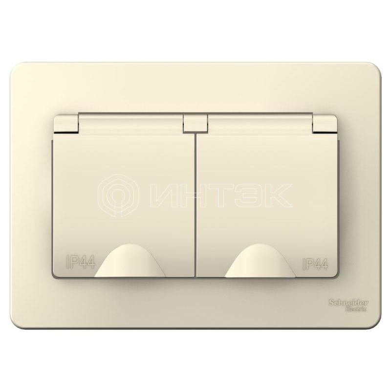 Розетка 2-м СП Blanca 16А IP44 250В с заземл. защ. шторки с крышкой молоч. Systeme Electric BLNRS441122 изображение, фото