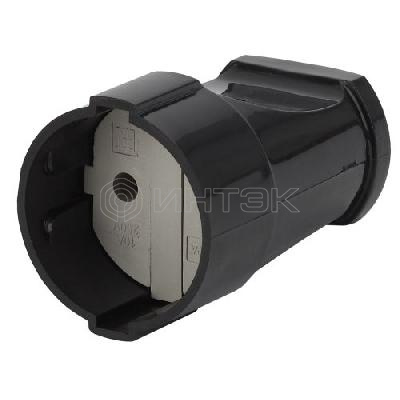 Розетка кабельная без заземл. прямая 10А черн. Rx1-B ЭРА Б0039681 изображение, фото