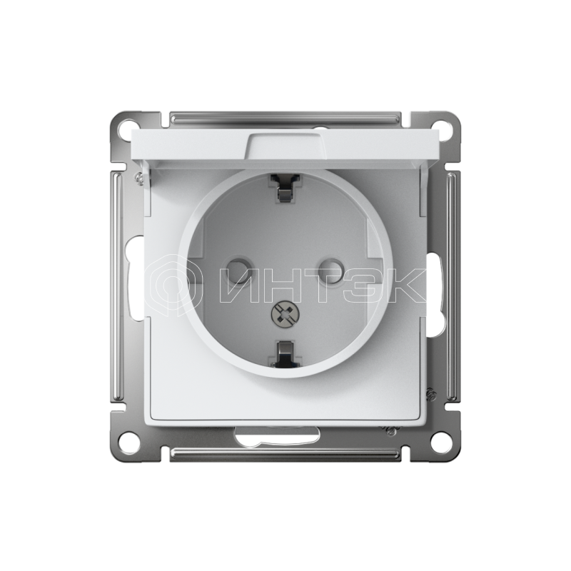 Розетка 1-м СП AtlasDesign 16А IP20 с заземл. защ. шторки с крышкой механизм бел.  Systeme Electric ATN000146 изображение, фото