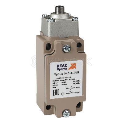 Выключатель концевой OptiLiS D4B-4170N толкатель метал. EN 50041 XCKJ161H29 КЭАЗ 365332 изображение, фото