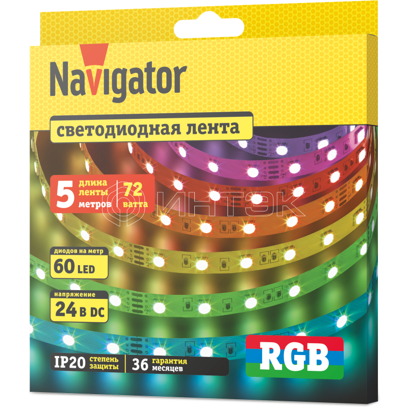 Лента светодиодная 95 313 NLS-5050RGB60-14.4-IP20-24V (уп.5м) Navigator 95313 изображение, фото