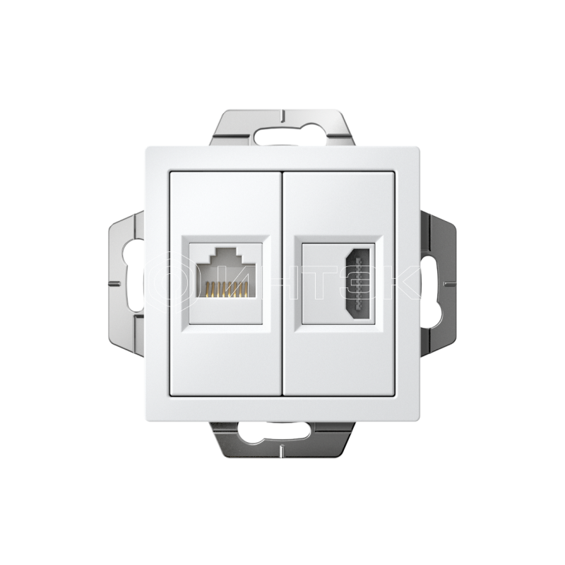 Розетка 2-м СП AtlasDesign HDMI + RJ45 кат.5E механизм бел. Systeme Electric ATN000182 изображение, фото