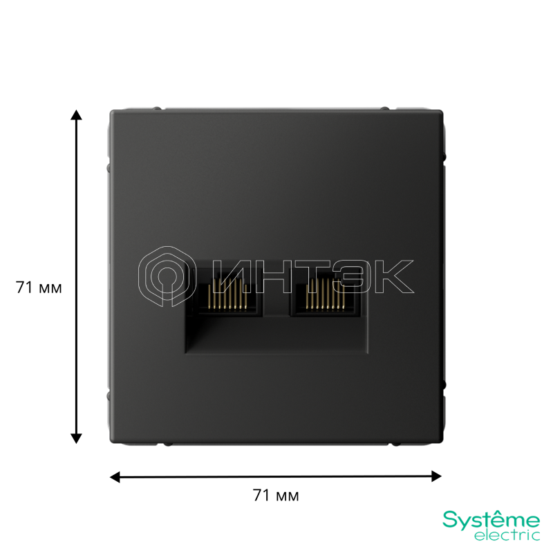 Розетка двойная компьютерная ArtGallery RJ45+RJ45 кат. 6A механизм базальт Systeme Electric GAL001488 изображение, фото