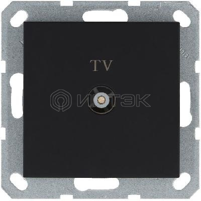 Розетка телевизионная проходная TV Ф9.5мм механизм черн. матов. soft touch Jasmart G6002PB изображение, фото