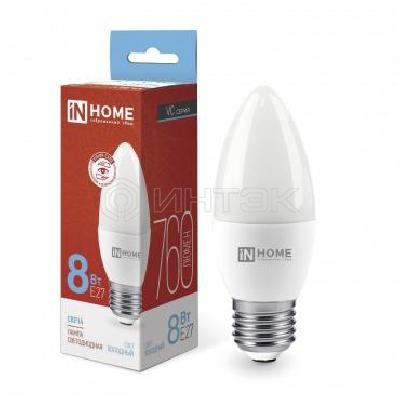 Лампа светодиодная LED-СВЕЧА-VC 8Вт свеча 6500К холод. бел. E27 760лм 230В IN HOME 4690612024820 изображение, фото