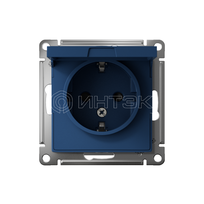 Розетка AtlasDesign 16А IP20 с заземл. защ. шторки с крышкой механизм аквамарин  Systeme Electric ATN001146 изображение, фото
