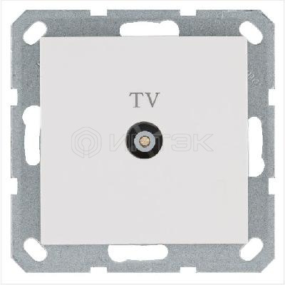 Розетка телевизионная оконечная TV Ф9.5мм механизм бел. глянцевый Jasmart G6001W изображение, фото