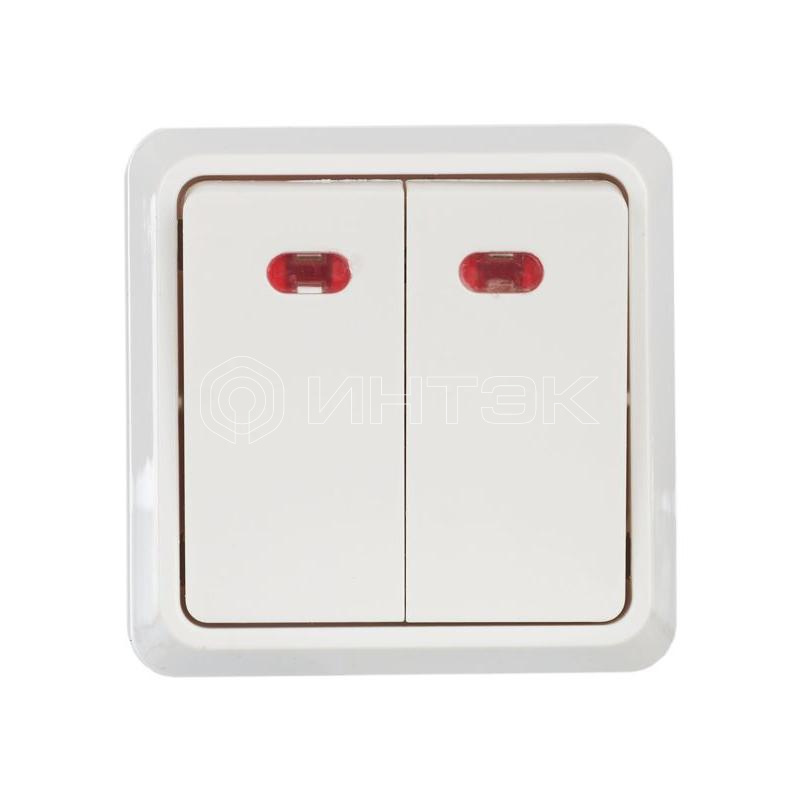 Выключатель 2-кл. ОП Октава 10А IP20 ВС20-2-1-ОБ с индикацией бел. GENERICA EVO21-K01-10-DC изображение, фото