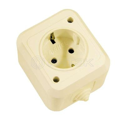 Розетка 1-м ОП 16А IP44 с заземл. п/герм. крем. Makel 18208 изображение, фото