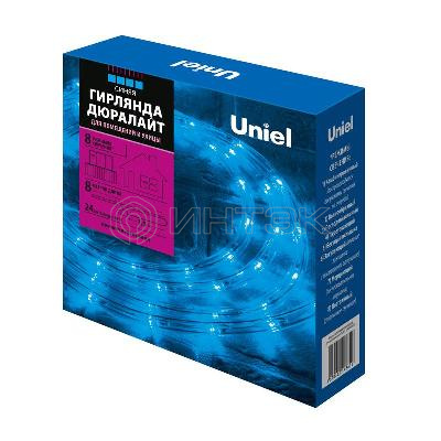 Гирлянда светодиодная ULD-D50 8M/С08 IP44 BLUE Дюралайт 8м с контроллером иний син. свет. провод бел. Uniel UL-00008569 изображение, фото