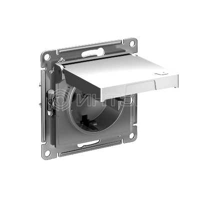 Розетка AtlasDesign 16А IP20 с заземл. защ. шторки с крышкой быстрозажим. клем. механизм сталь Systeme Electric ATN000946S изображение, фото