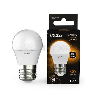 Лампа светодиодная Black 6.5Вт P45 шар 3000К тепл. бел. E27 520лм GAUSS 105102107 изображение, фото