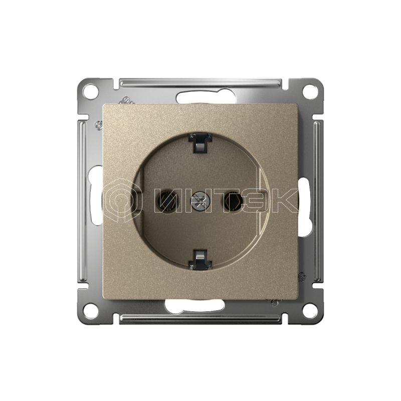 Розетка AtlasDesign 16А с заземл. быстрозажим. клем. механизм шампань Systeme Electric ATN000543S изображение, фото