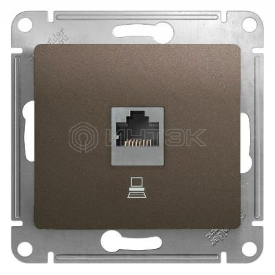 Розетка компьютерная 1-м Glossa RJ45 кат.5E механизм шоколад Systeme Electric GSL000881K изображение, фото