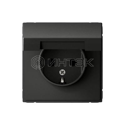 Розетка ArtGallery 16А IP20 с заземл. защ. шторки с крышкой механизм базальт  Systeme Electric GAL001446 изображение, фото