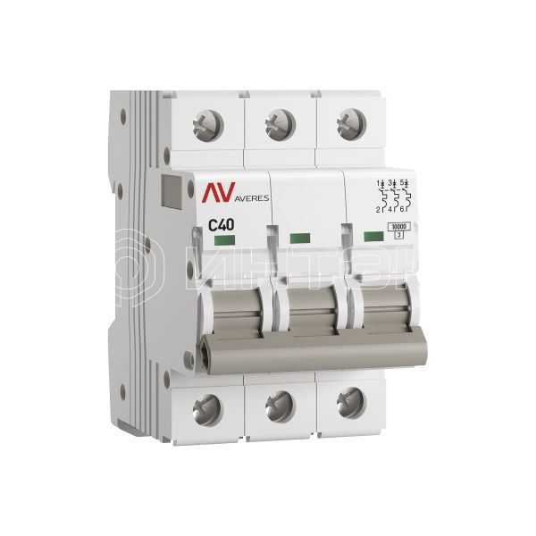 Выключатель автоматический модульный 3п C 40А 10кА AV-10 AVERES EKF mcb10-3-40C-av изображение, фото