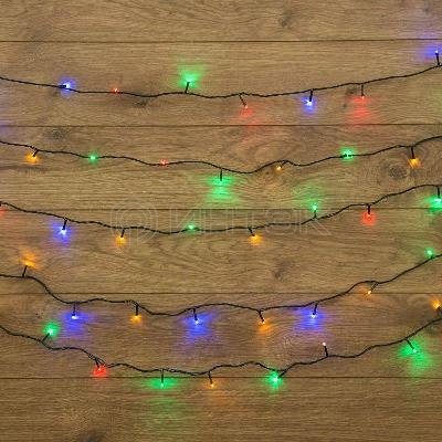 Гирлянда светодиодная "Твинкл Лайт" 15м 120LED мультиколор 6.9Вт 220-240В IP20 с контроллером провод ПВХ темн. зел. Neon-Night 303-059 изображение, фото