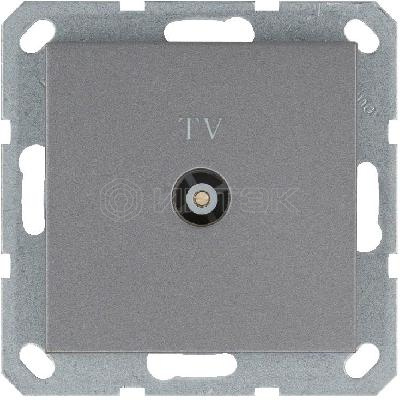 Розетка телевизионная проходная TV Ф9.5мм механизм алюм. Jasmart G6002S изображение, фото