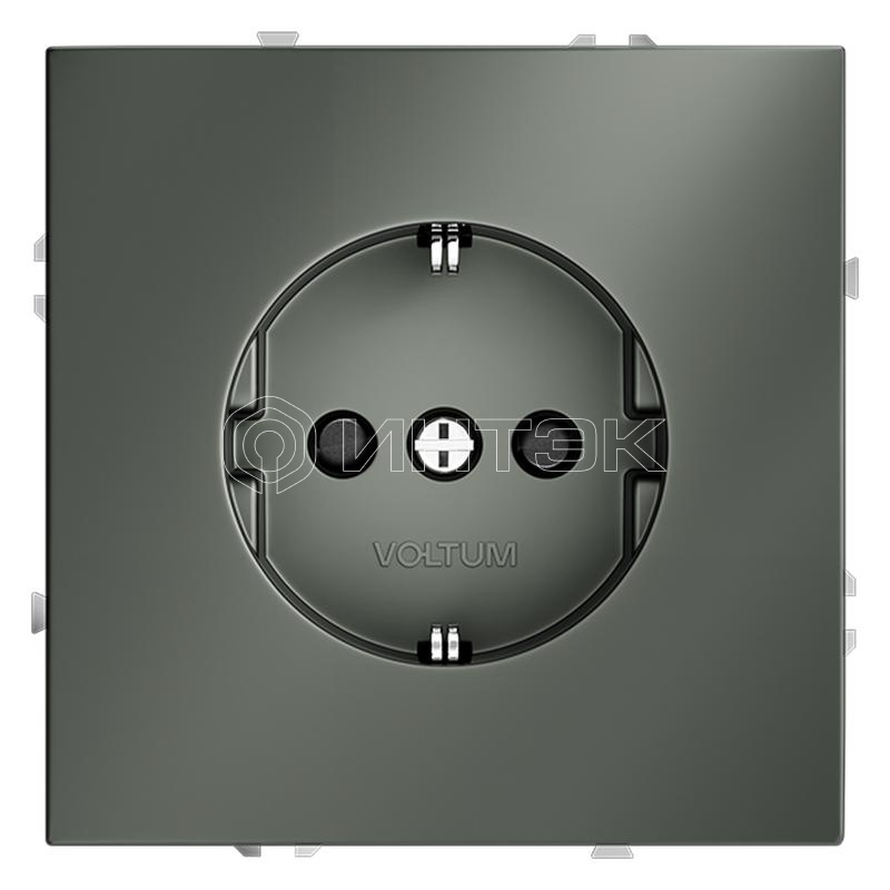 Розетка 1-м СП S70 16А с заземл. защ. шторки механизм титан Voltum VLS040206 изображение, фото