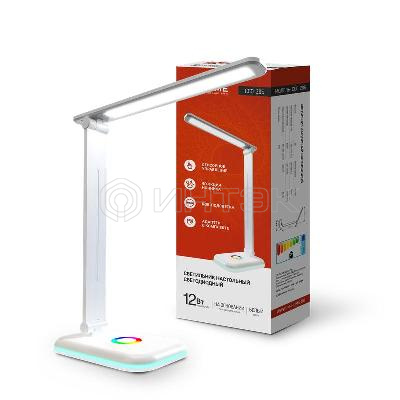 Светильник светодиодный настольный ССО 20Б 12Вт 6500К 640лм RGB-подсветка сенсор-диммер с адаптером бел. IN HOME 4690612041070 изображение, фото