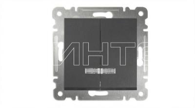 Выключатель 2-кл. СП Karea 10А IP20 с подсветкой механизм дым. металлик Makel 57050023 изображение, фото