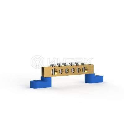 Шина нулевая 6х9мм 6 отвер. латунь У2-С на двух угловых изоляторах TOKOV ELECTRIC TKE-BSB-69-6-L2/N изображение, фото
