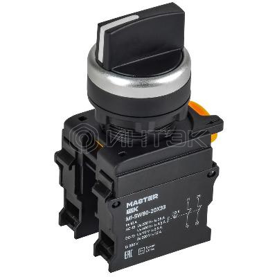 Переключатель 3 полож. 2НЗ возвратный черн. MASTER IEK MI-SW60-20X33-5-24-3-K02 изображение, фото